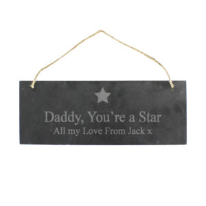 Personalised Star Motif Hanging Slate Plaque