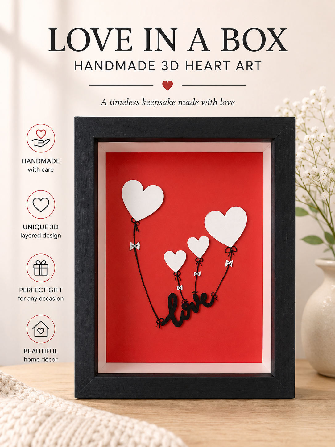 Handmade box frame keepsake, ready for personalisation