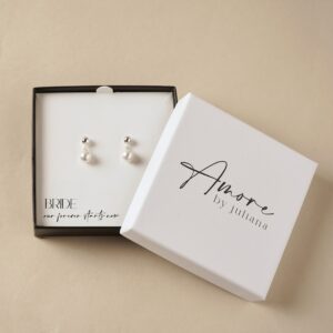 Amore Silver Plated Earrings Faux Pearl - Bride