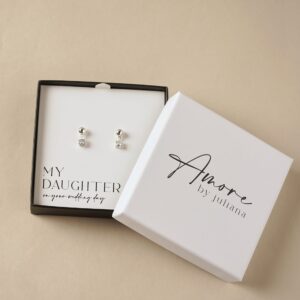 Amore Silver Plated Earrings Crystal - Daughter