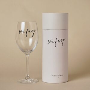 Amore Wine Glass Black Words - Wifey