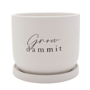 Country Living Ceramic Plant Pot - "Grow Damn It"
