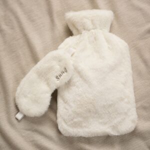 Sophia Layers Snug Hot Water Bottle & Eye Mask Set - White