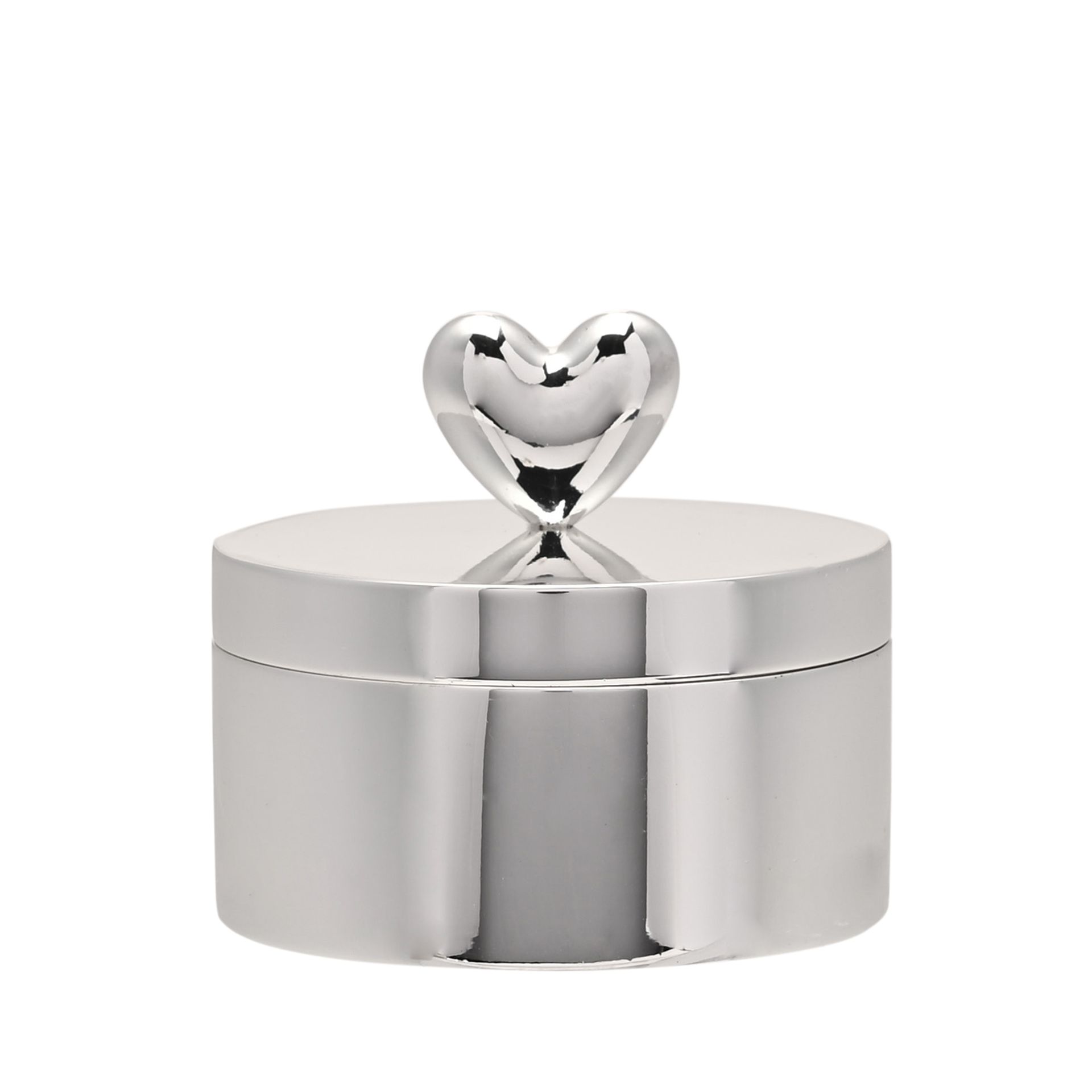 Sophia Silverplated Heart Round Trinket Box - Image 2
