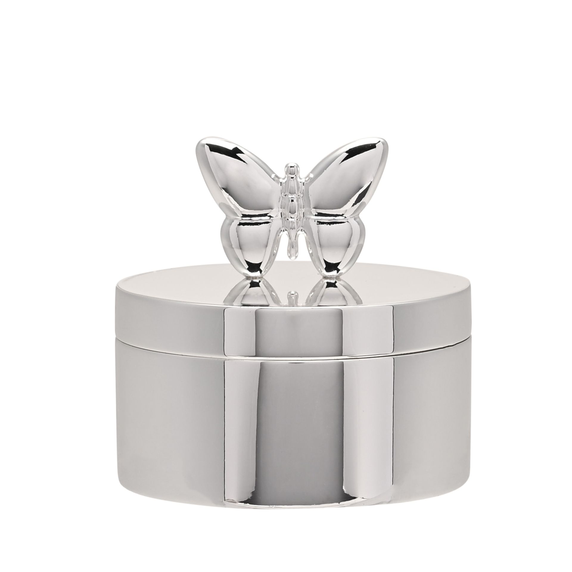 Sophia Silverplated Butterfly Round Trinket Box - Image 2