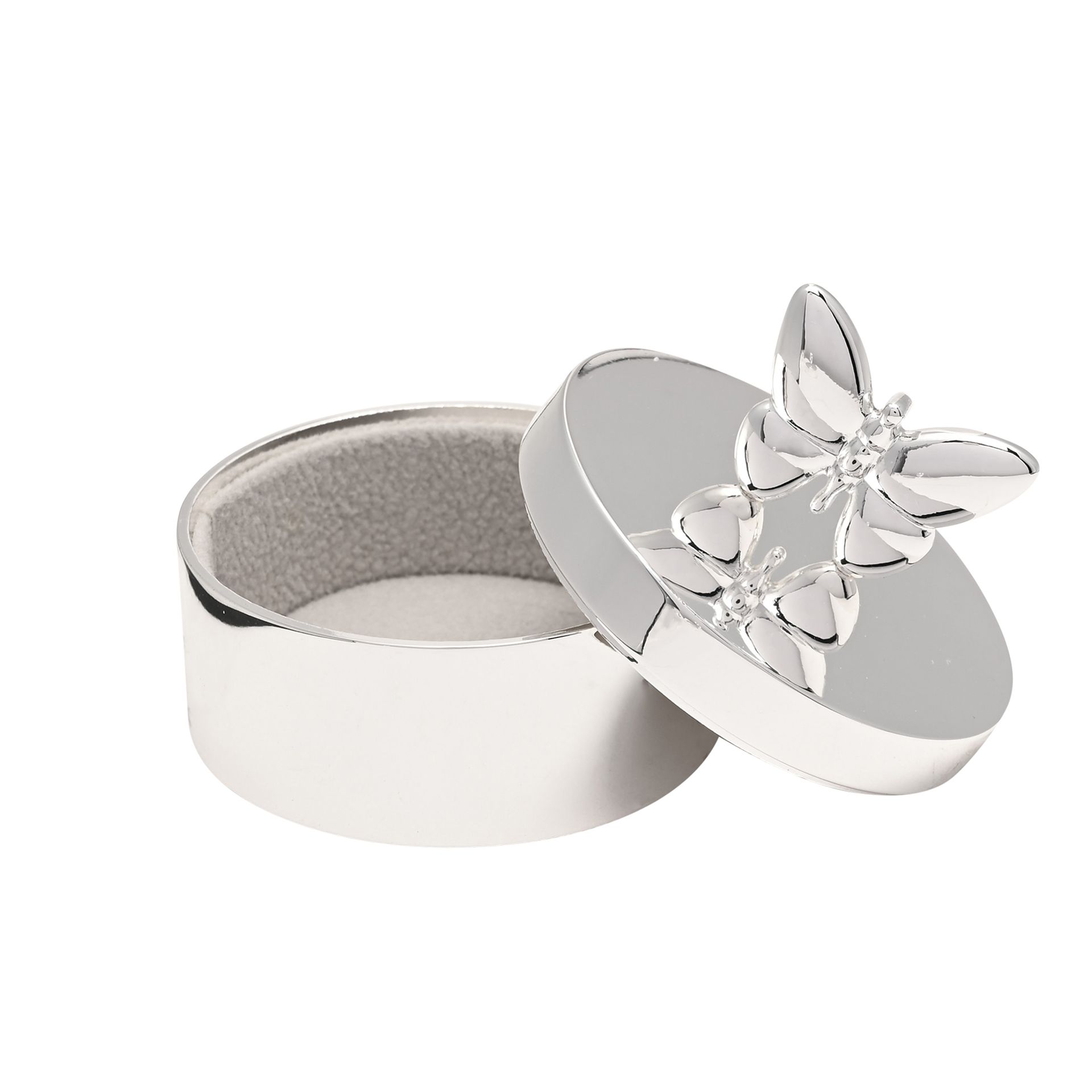 Sophia Silverplated Butterfly Round Trinket Box - Image 3