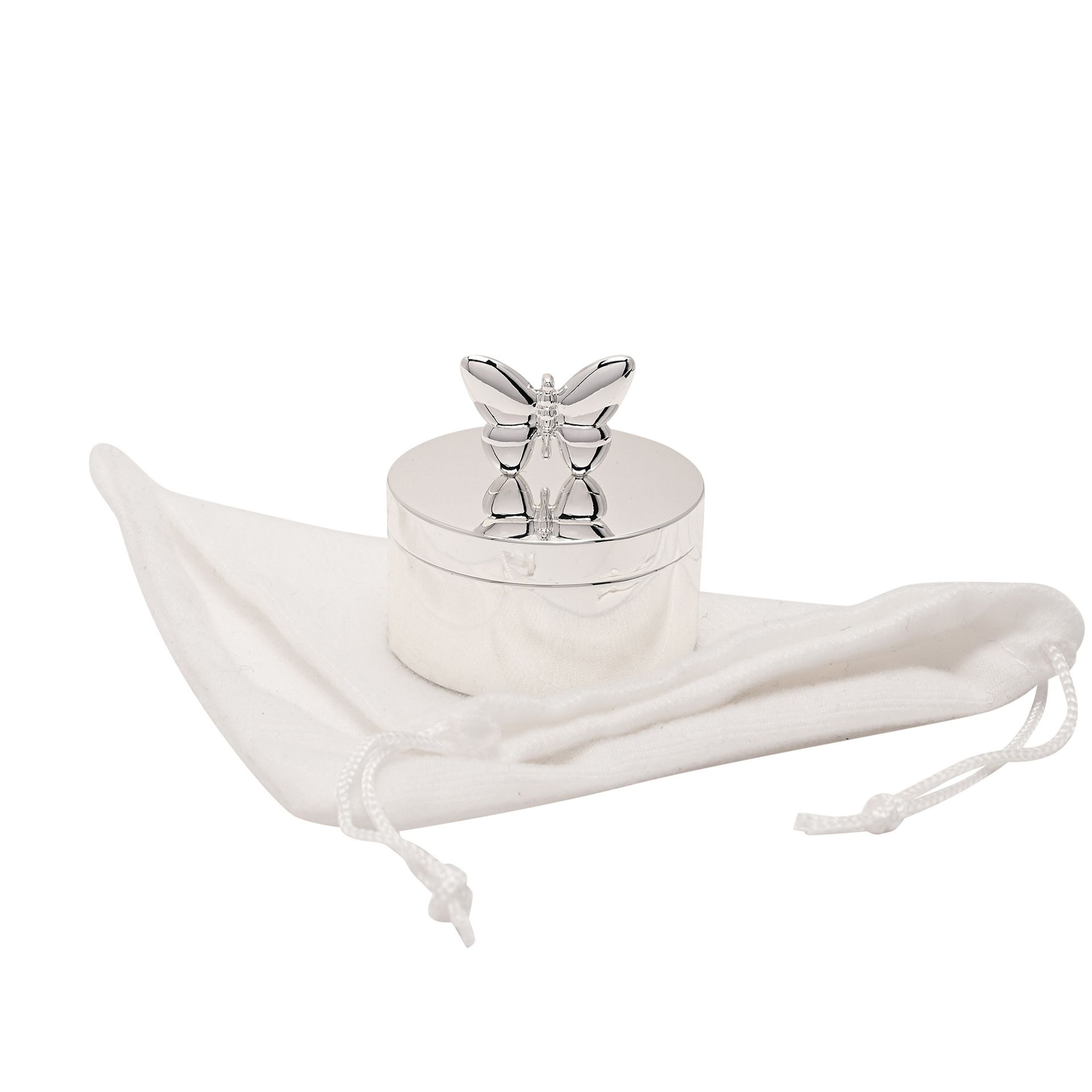 Sophia Silverplated Butterfly Round Trinket Box - Image 4
