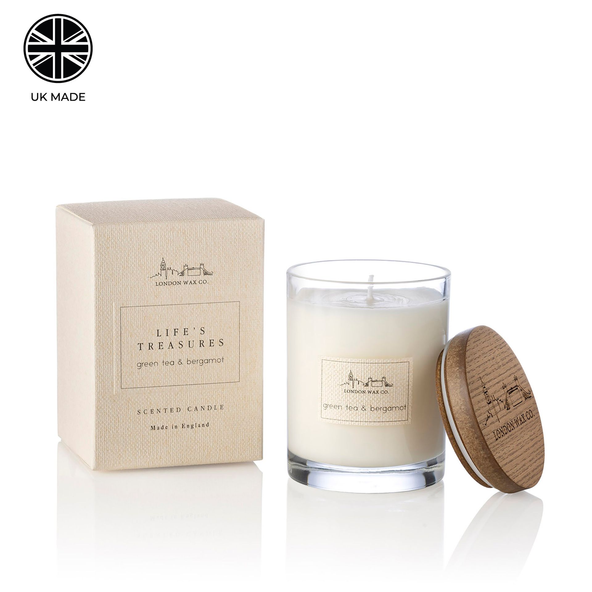 The London Wax Company Green Tea & Bergamot Lidded Candle 226g - Image 2