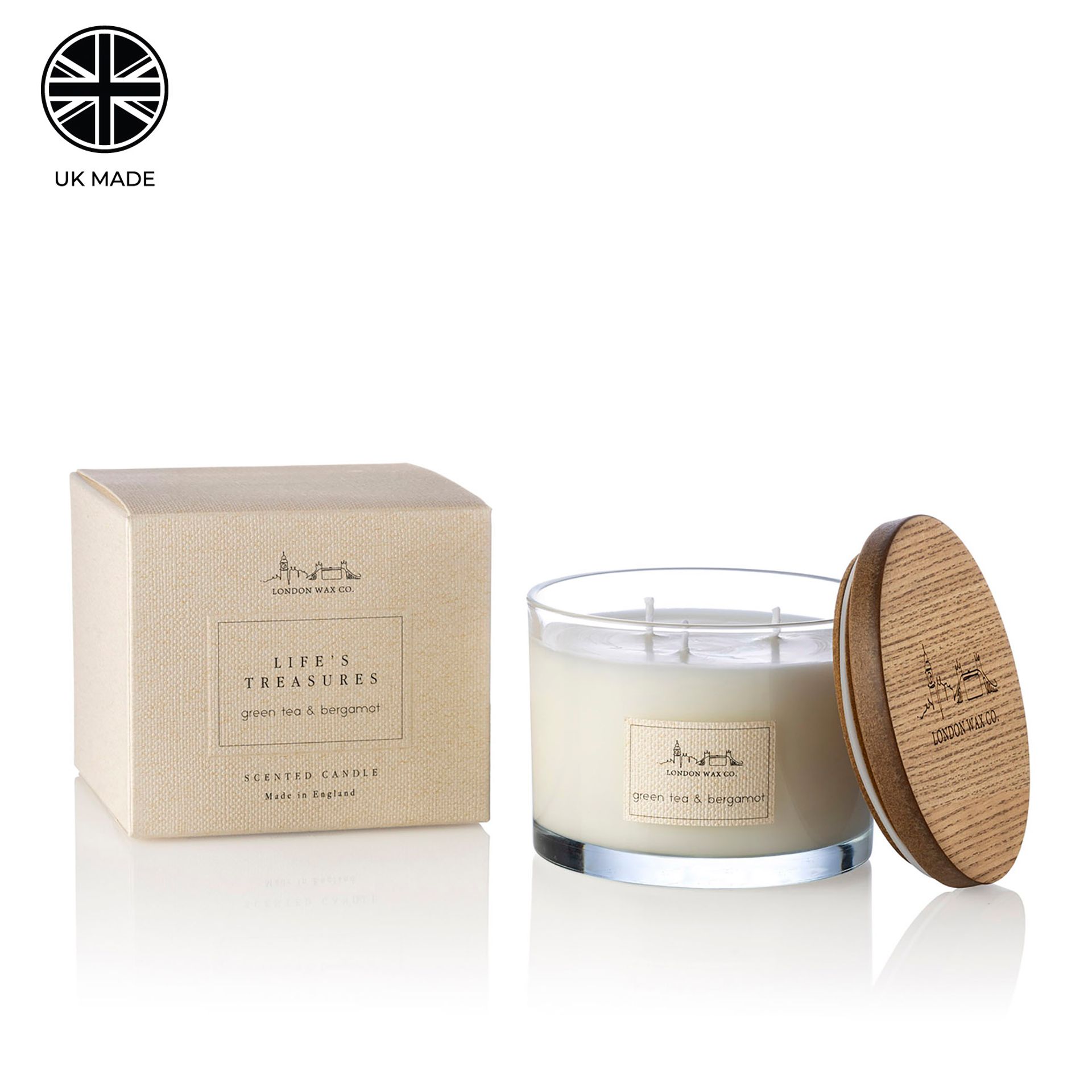 The London Wax Company Green Tea & Bergamot Lidded Candle 368g - Image 2