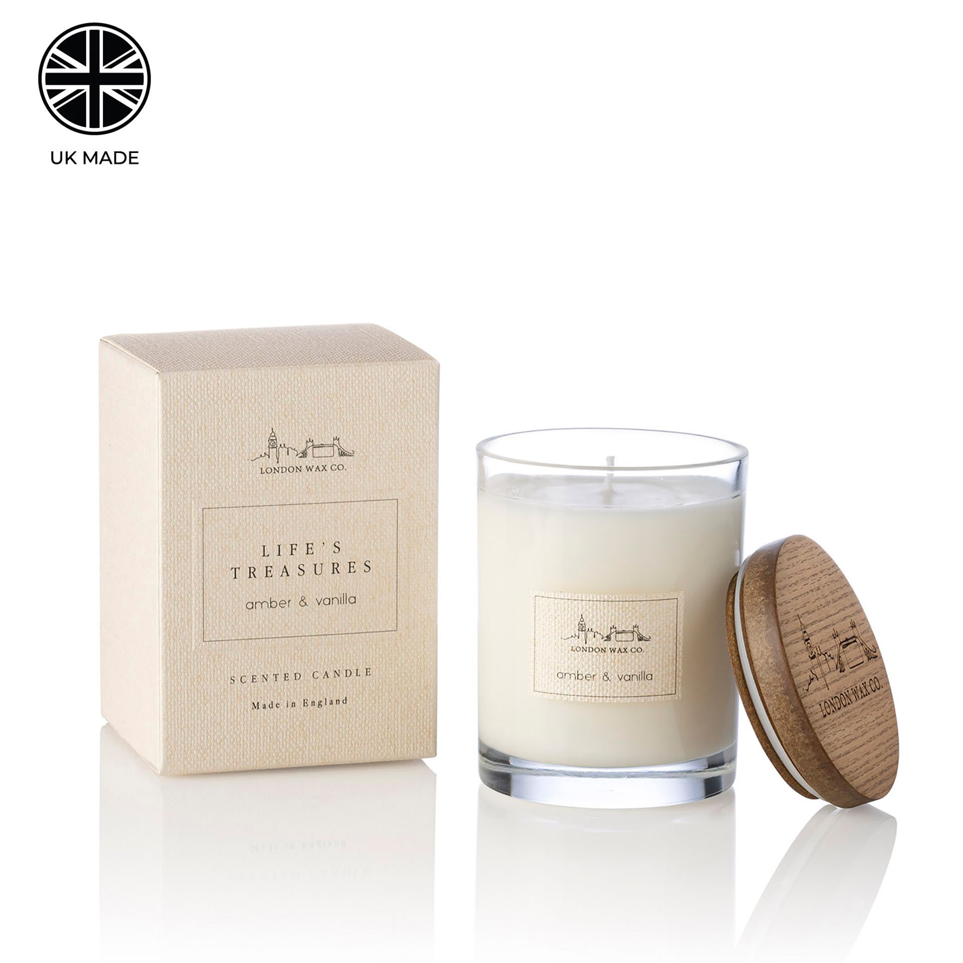 The London Wax Company Amber & Vanilla Lidded Candle 226g - Image 2
