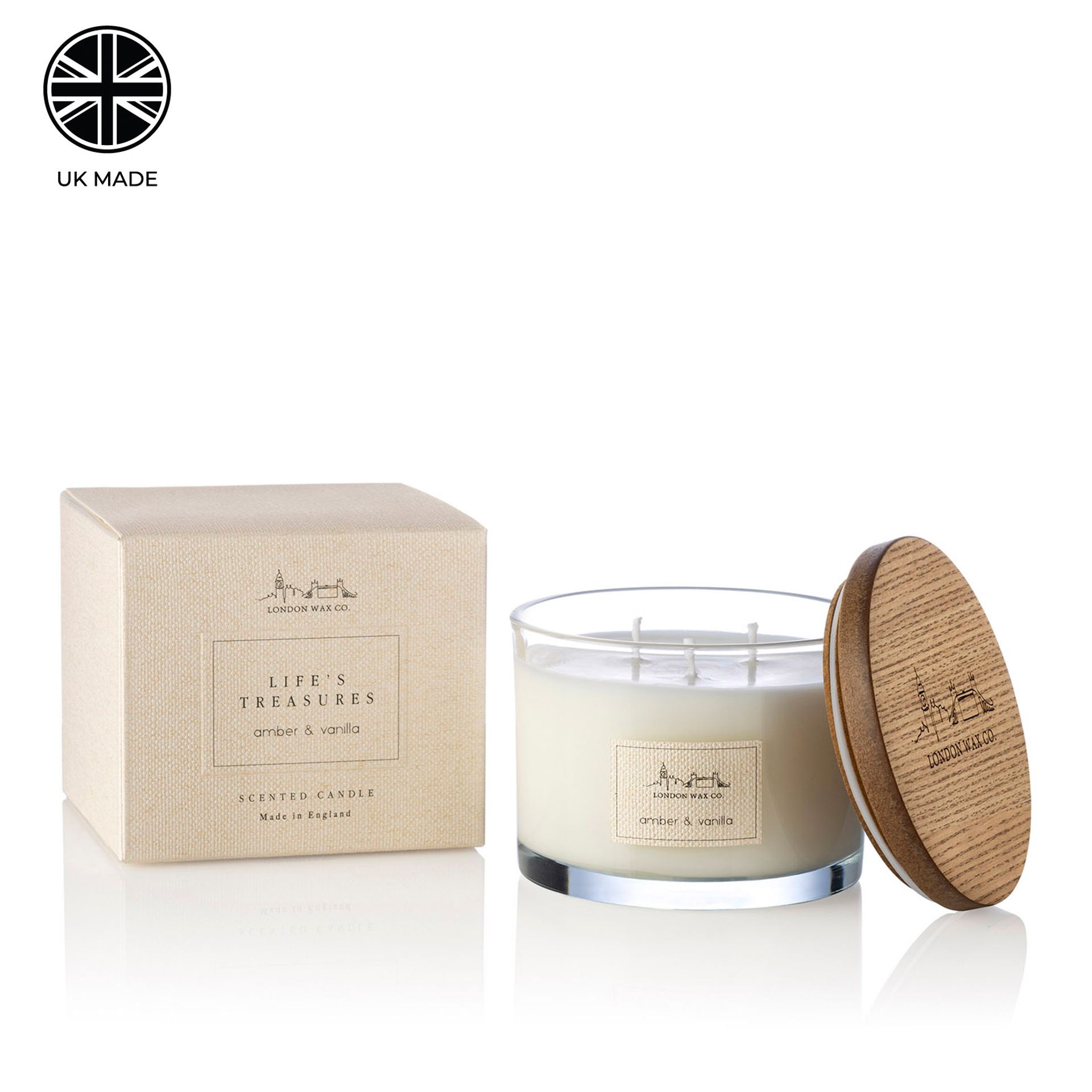 The London Wax Company Amber & Vanilla Lidded Candle 368g - Image 2