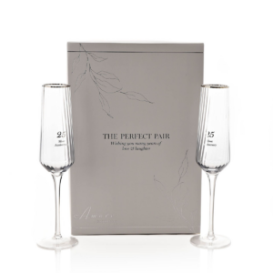 Amore Set of 2 Flute Glasses - 25th Anniversary