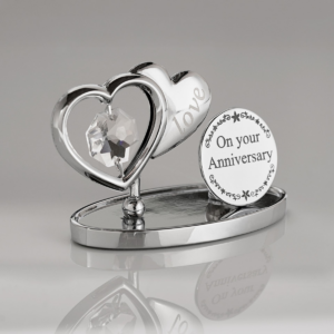 Crystocraft Chrome Plated Love Heart Plaque On Your  Anniversary