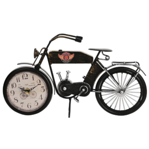Hometime Metal Mantel Clock - Black Motorcycle