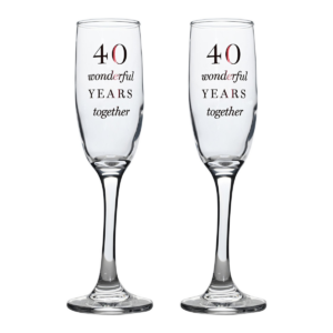 Amore Champagne Flutes Set of 2 - 40th Anniversary