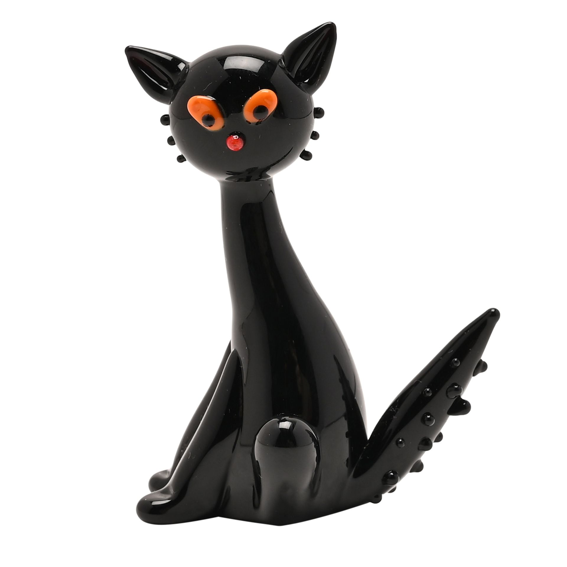 Objets D'art Miniature Glass Figurine - Black Cat - Image 2