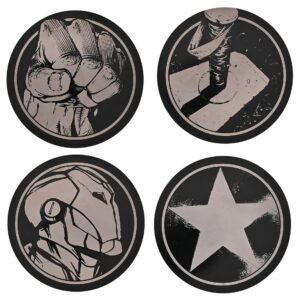 Marvel The Avengers Set Of 4 Black Round Metal Coasters