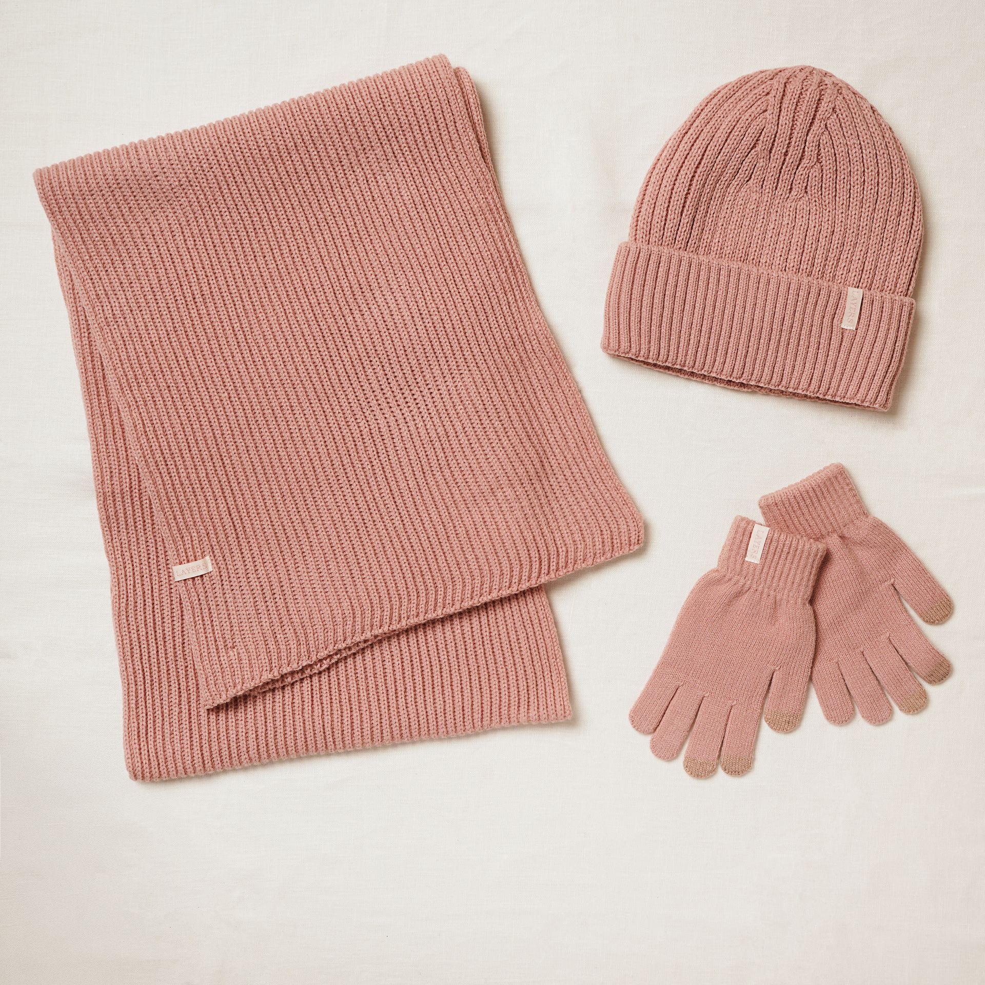 Sophia Layers Cosy Knit Hat Glove & Scarf Gift Set - Blush Pink - Image 2