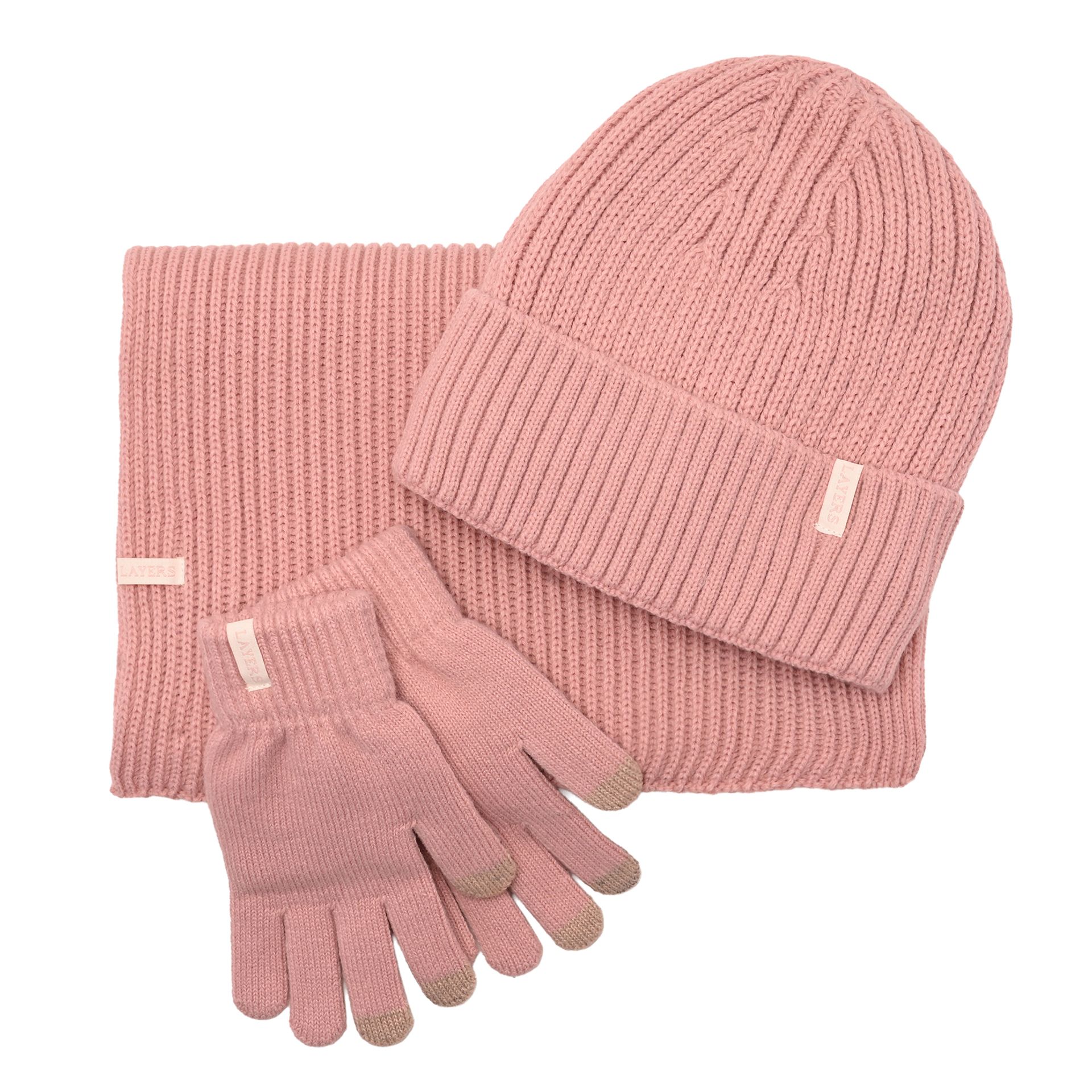 Sophia Layers Cosy Knit Hat Glove & Scarf Gift Set - Blush Pink - Image 6